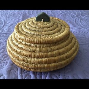 Vintage Hand Woven Lidded Basket